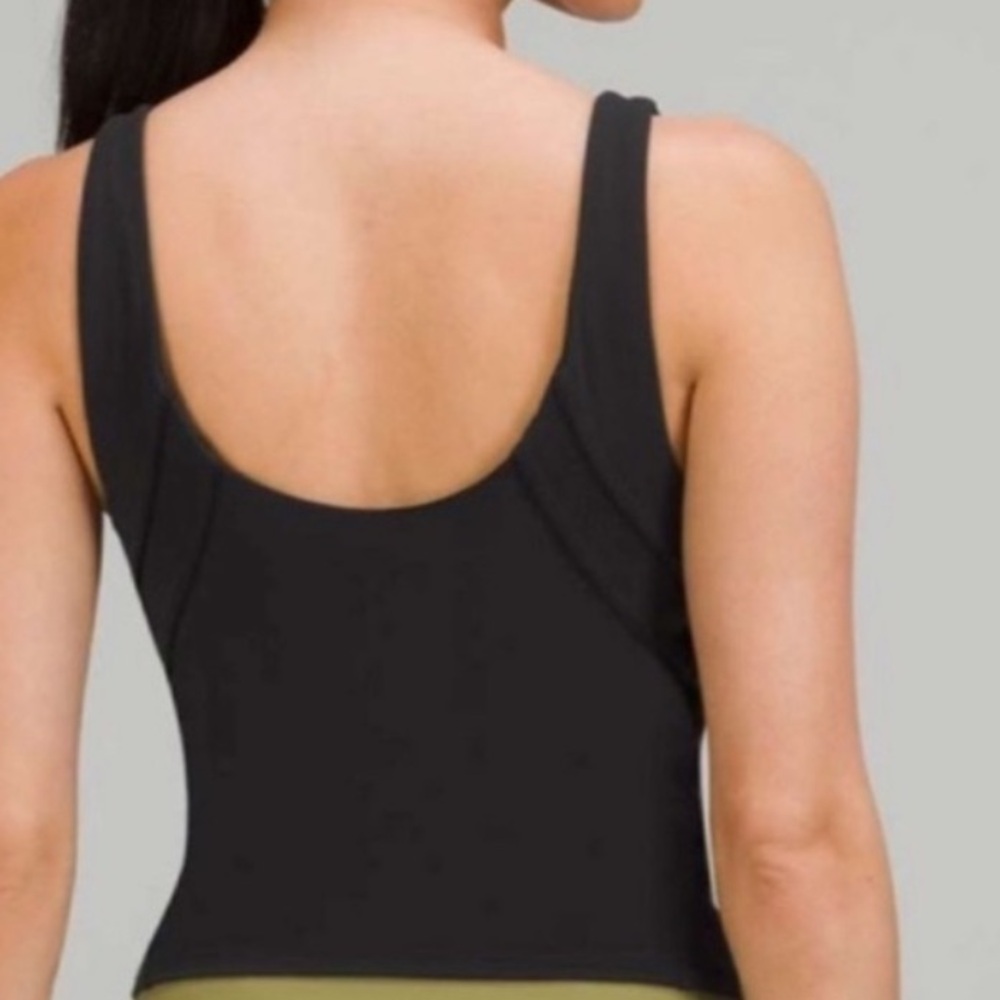 Lululemon Nulu and Mesh-Back Shelf-Bra Yoga Tank Top Black size 8 Like New - Picture 3 of 11